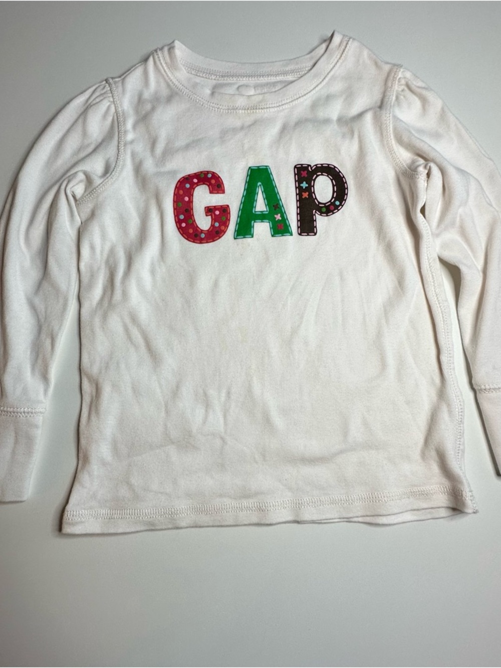 GAP White Long-Sleeve Kids Tee with Colorful Logo 3T